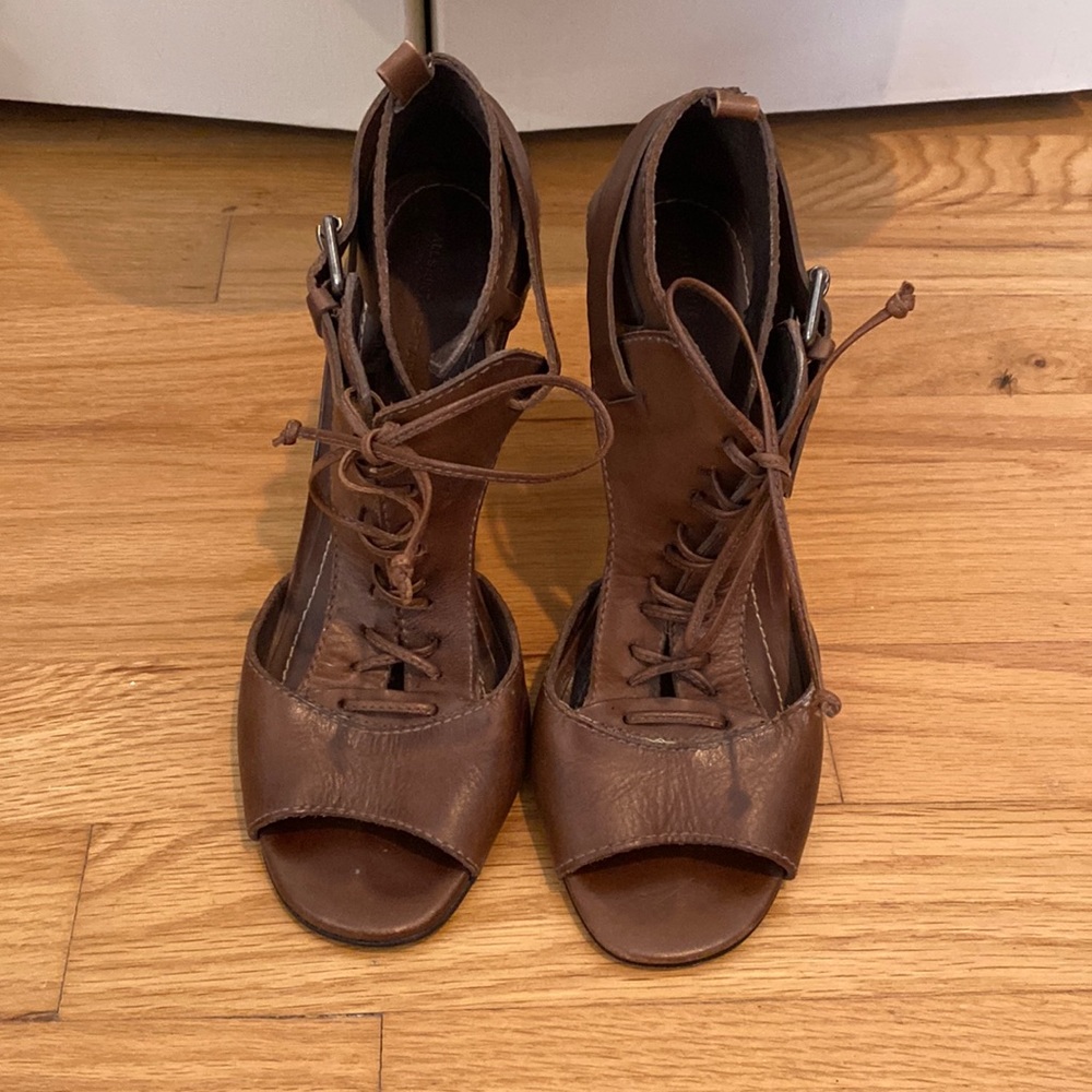 All Saints Heels Peep Toe. Casual. Sz 37. 6.5